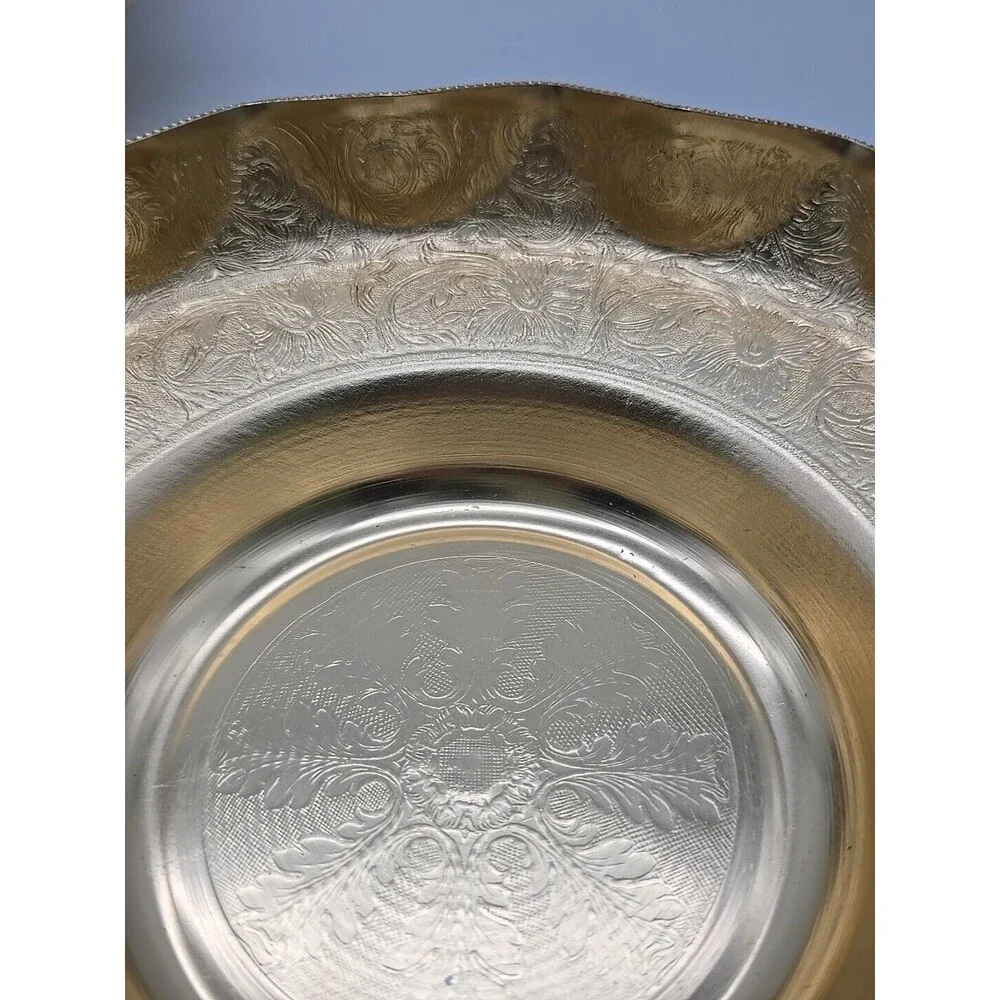 VTG 3 Kalian NYC Gold Aluminum Bowls Dishes Italy Scalloped Edge Intricate